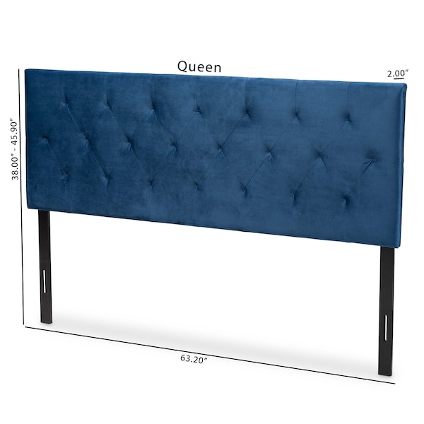 Baxton Studio Felix ModernNavy Blue Velvet Upholstered Headboard-King - 198-12409-ZORO