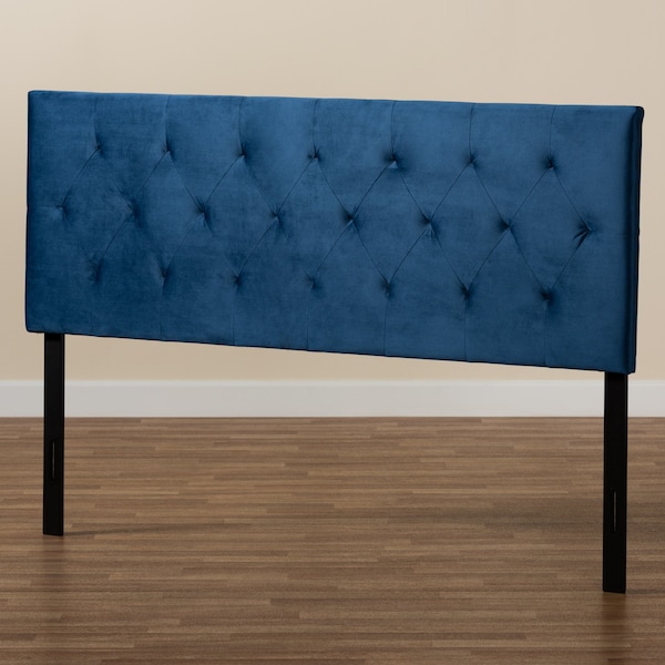 Baxton Studio Felix ModernNavy Blue Velvet Upholstered Headboard-King - 198-12409-ZORO