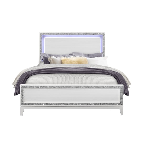 Global Furniture Usa Transitional Glam  Lily White Queen Bed - 3015