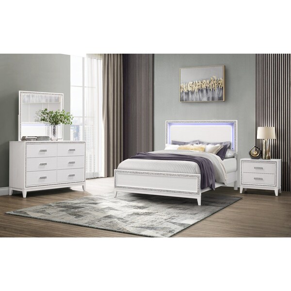 Global Furniture Usa Transitional Glam  Lily White Queen Bed - 3015