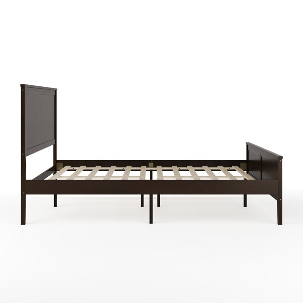 Martha Stewart Corbin Queen Size Solid Wood Platform Bed w/Wooden Headboard and Footboard, Dark Brown - MG-090026-Q-DKBRN-MS