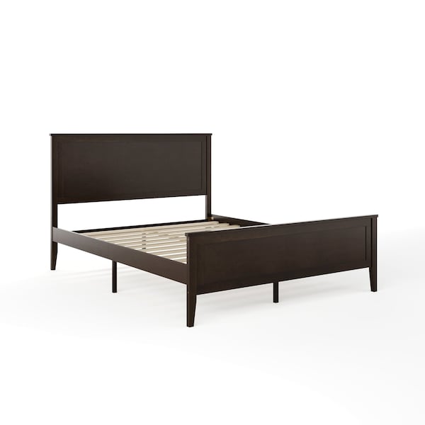 Martha Stewart Corbin Queen Size Solid Wood Platform Bed w/Wooden Headboard and Footboard, Dark Brown - MG-090026-Q-DKBRN-MS
