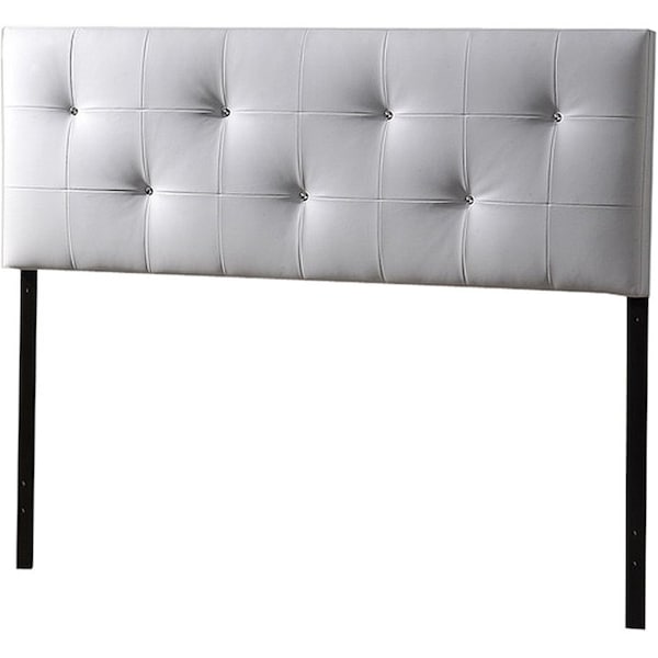Baxton Studio Dalini Full White Faux Leather Headboard with Faux Crystal Buttons - 106-5367