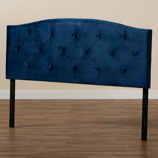 Baxton Studio Leone ModernNavy Blue Velvet Upholstered Headboard-Queen - 198-12420-ZORO