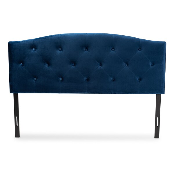 Baxton Studio Leone ModernNavy Blue Velvet Upholstered Headboard-Queen - 198-12420-ZORO
