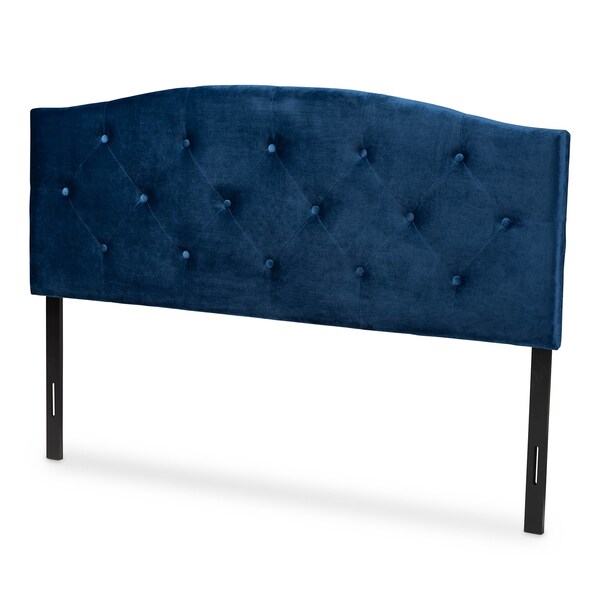 Baxton Studio Leone ModernNavy Blue Velvet Upholstered Headboard-Queen - 198-12420-ZORO