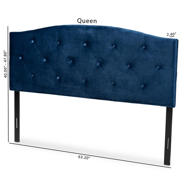 Baxton Studio Leone ModernNavy Blue Velvet Upholstered Headboard-Queen - 198-12420-ZORO