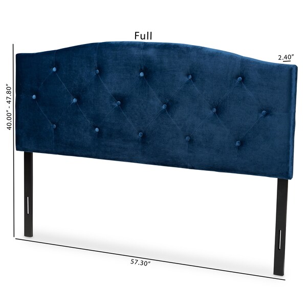 Baxton Studio Leone ModernNavy Blue Velvet Upholstered Headboard-Queen - 198-12420-ZORO