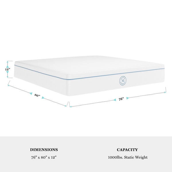 Martha Stewart SleepComplete 12 Inch King Medium Firm Hybrid Pocket Spring and Foam Dual-Action Cooling Mattress - CL-MODE1-12K-MS