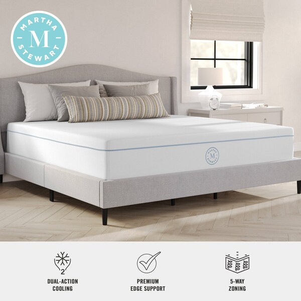 Martha Stewart SleepComplete 12 Inch King Medium Firm Hybrid Pocket Spring and Foam Dual-Action Cooling Mattress - CL-MODE1-12K-MS