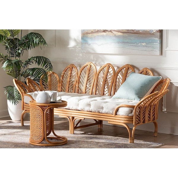Bali & Pari Loften Bohemian Light Honey Rattan Daybed - 246-13597-ZORO