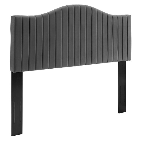 Modway Furniture Brielle Channel Tufted Performance Velvet Twin Size Headboard, Charcoal - 26 x 40 x 3 in. - MOD-6558-CHA