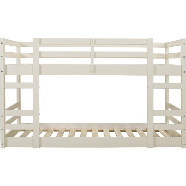Walker Edison Furniture Walker Edison Furniture Low Wood Twin Bunk Bed, White - BWJRTOTWH