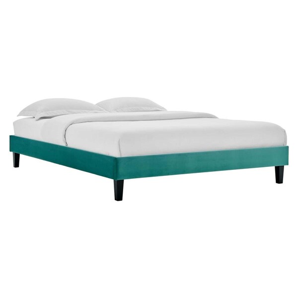 Modway Furniture Reign Performance Velvet Platform Bed Frame, Teal - King Size - MOD-6267-TEA
