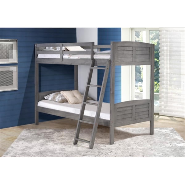 Pivot Direct Twin Over Twin Louver Bunk Bed In Antique Grey - PD_2010TTAG
