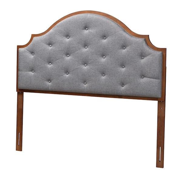 Baxton Studio Premala Classic and Traditional Grey Fabric and Walnut Brown Finished Wood King Size Headboard - 237-12651-ZORO