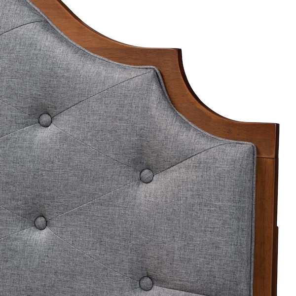 Baxton Studio Premala Classic and Traditional Grey Fabric and Walnut Brown Finished Wood King Size Headboard - 237-12651-ZORO