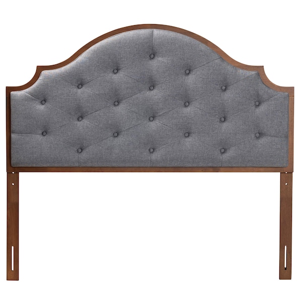 Baxton Studio Premala Classic and Traditional Grey Fabric and Walnut Brown Finished Wood King Size Headboard - 237-12651-ZORO