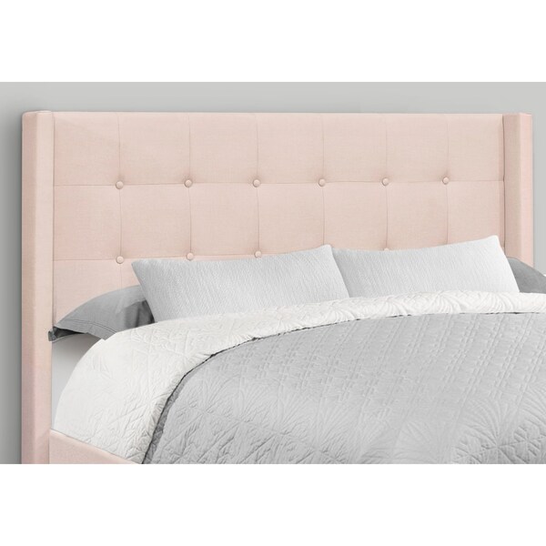 Monarch Specialties Bed, Queen Size, Bedroom, Upholstered, Pink Velvet, Chrome Metal Legs - I 6042Q