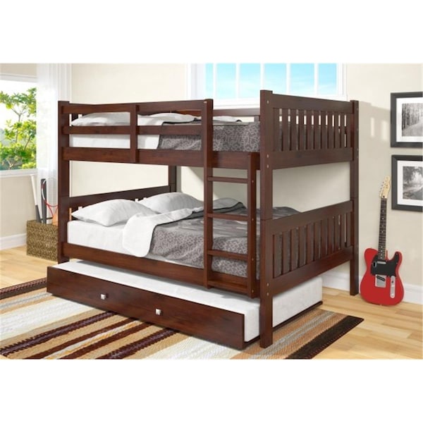Pivot Direct Pivot Direct PD-1015-3CP-503CP Full Over Full Mission Bunk Bed with Twin Trundle in Dark Cappuccino - PD_1015_3CP_503CP