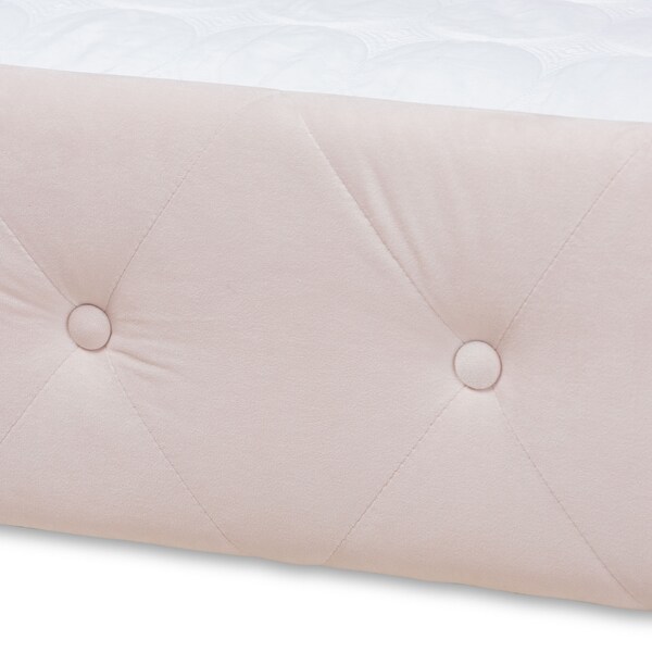 Baxton Studio Amaya Pink Velvet Upholstered Full Size Daybed with Trundle - 155-9456