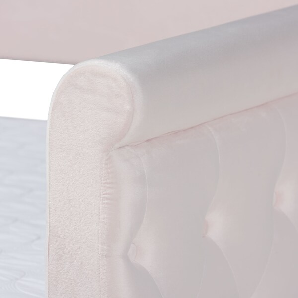 Baxton Studio Amaya Pink Velvet Upholstered Full Size Daybed with Trundle - 155-9456