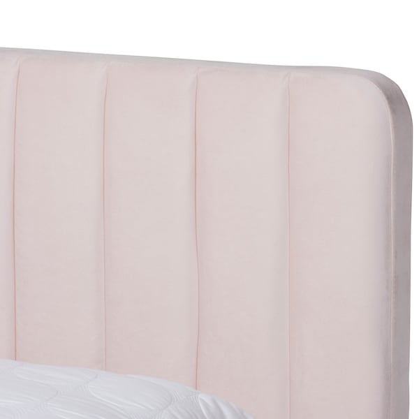 Baxton Studio Nami Modern Glam and Luxe Light Pink Velvet Fabric and Gold Finished Full Size Platform Bed - 174-11184-ZORO