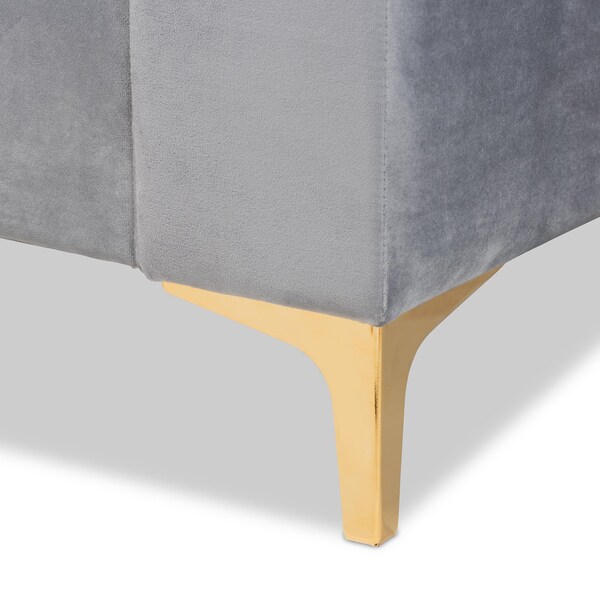 Baxton Studio Oksana Modern Contemporary Glam and Luxe Light Grey Velvet Fabric and Gold Finished Twin Size Daybed - 174-10981-ZORO