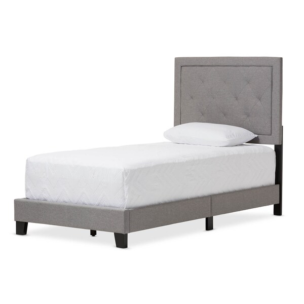 Baxton Studio Paris Modern Grey Upholstered Twin Size Tufting Bed - 125-6852
