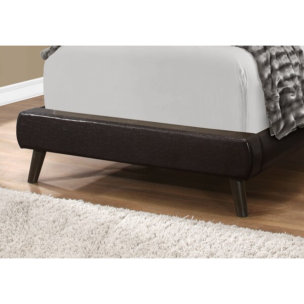 Monarch Specialties Bed, Twin Size, Platform, Teen, Frame, Upholstered, Pu Leather Look, Wood Legs, Brown, Transitional - I 5982T