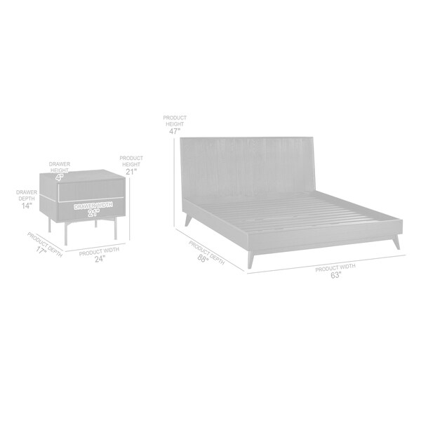 Armen Living Carnaby Queen 3 Piece Bedroom Set in Black Brushed Oak Wood - SETCFBDBLQN3A
