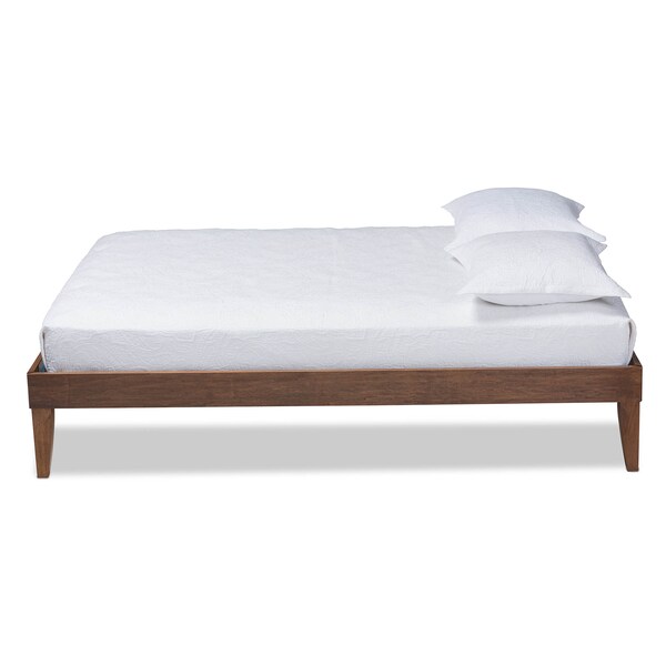 Baxton Studio Lucina Mid-Century Walnut Brown Finished Queen Size Platform Bed Frame - 160-9639
