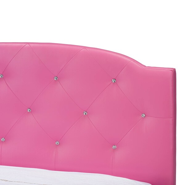 Baxton Studio Canterbury Modern Hot Pink Faux Leather Queen Size Platform Bed - 121-6787