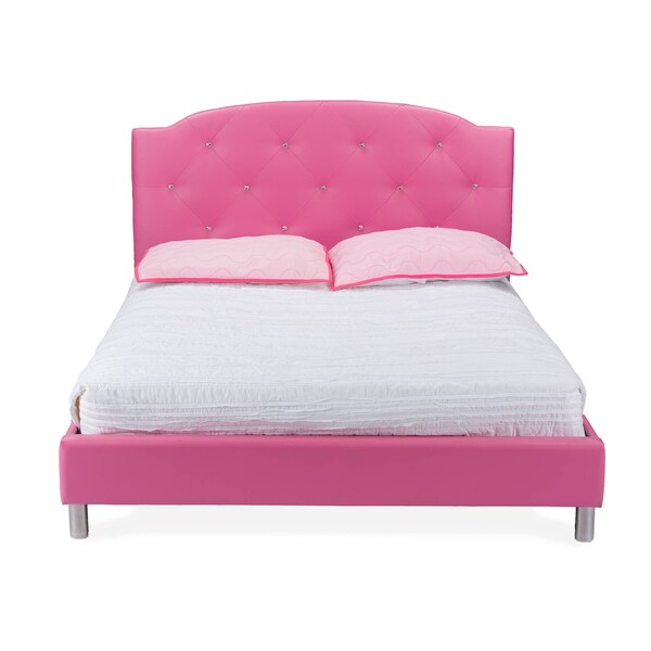Baxton Studio Canterbury Modern Hot Pink Faux Leather Queen Size Platform Bed - 121-6787