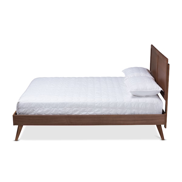 Baxton Studio Zenon Mid-Century Walnut Brown Finished Wood Queen Size Platform Bed - 156-9408-9420
