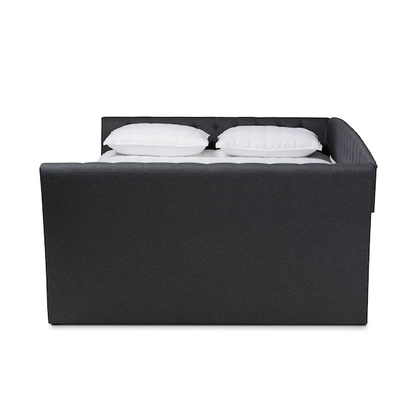 Baxton Studio Delora Dark Grey Full Size Daybed with Roll-Out Trundle Bed - 158-9663