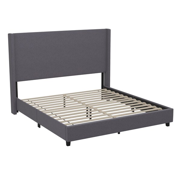 Flash Furniture Gray King Platform Bed with Tufted Headboard - YK-1077-GY-K-GG