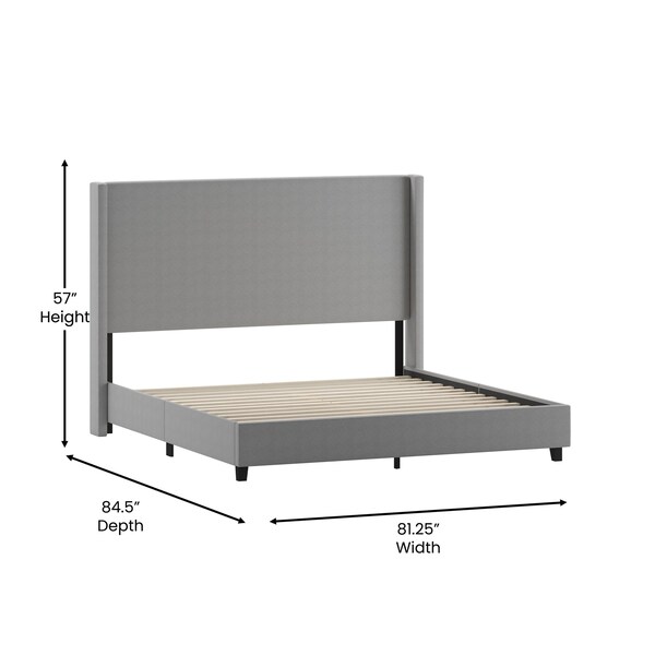 Flash Furniture Gray King Platform Bed with Tufted Headboard - YK-1077-GY-K-GG