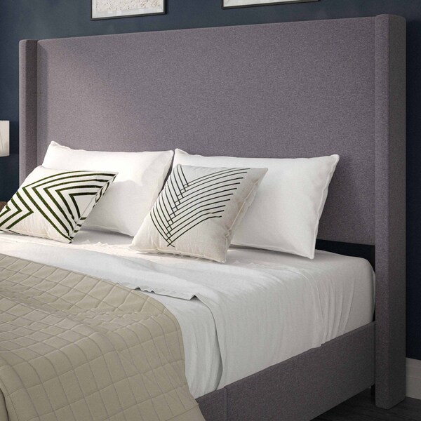 Flash Furniture Gray King Platform Bed with Tufted Headboard - YK-1077-GY-K-GG