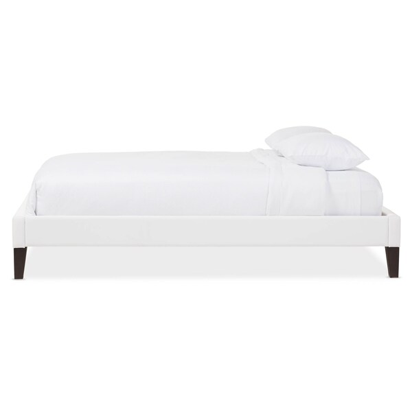 Baxton Studio Lancashire White Upholstered Full Size Bed Frame with Tapered Legs - 125-6990