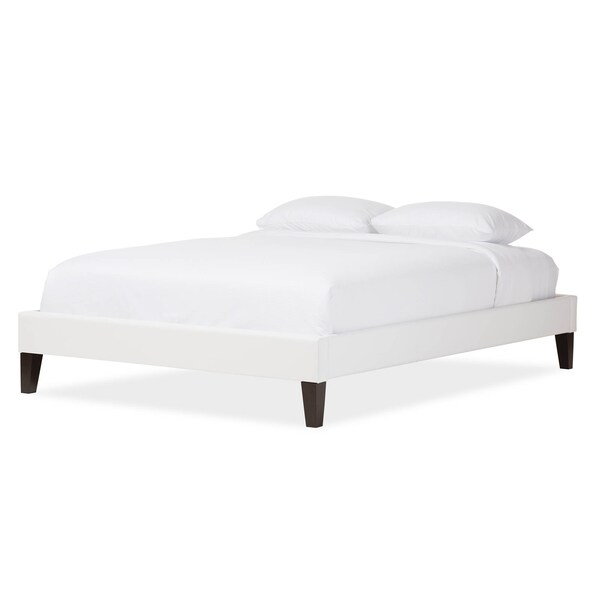 Baxton Studio Lancashire White Upholstered Full Size Bed Frame with Tapered Legs - 125-6990