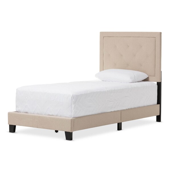 Baxton Studio Paris Modern Beige Linen Upholstered Twin Size Tufting Bed - 125-6851