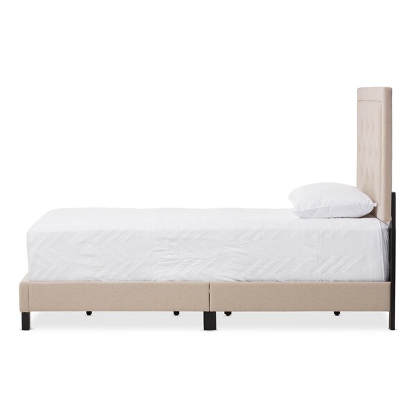 Baxton Studio Paris Modern Beige Linen Upholstered Twin Size Tufting Bed - 125-6851