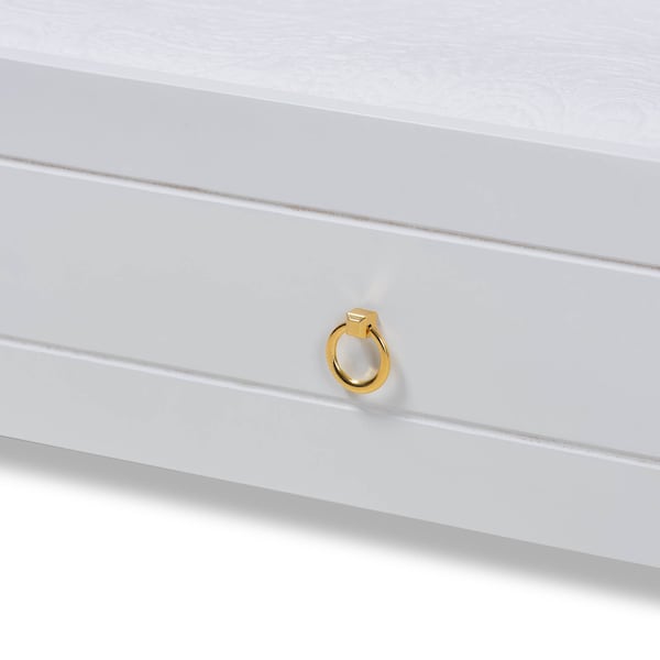 Baxton Studio Alya White Finished Wood Twin Size Daybed with Roll-Out Trundle Bed - 168-10830-10831