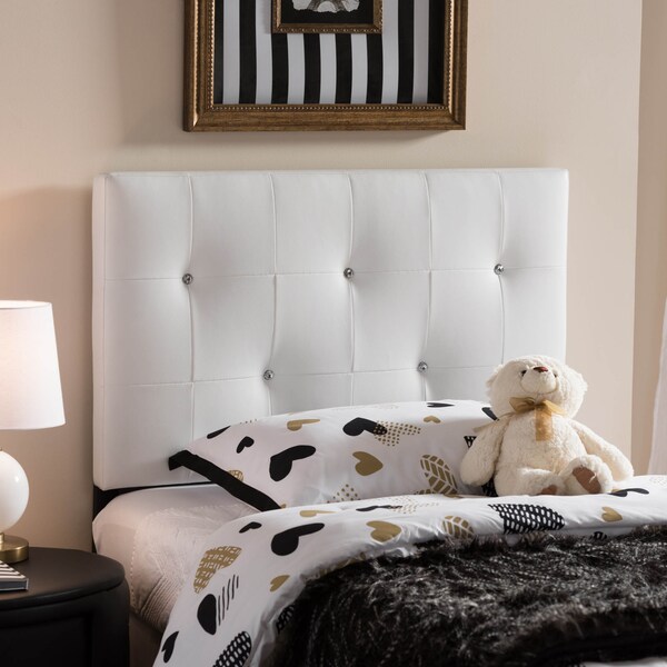 Baxton Studio Kirchem Modern White Faux Leather Upholstered Twin Size Headboard - 125-6963