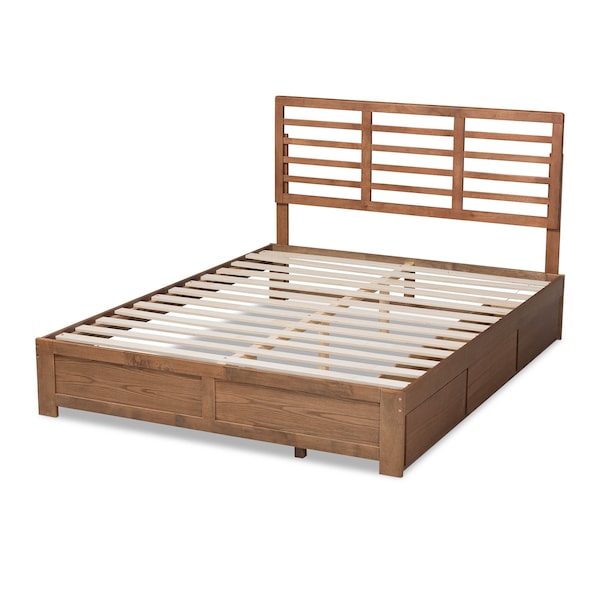Baxton Studio Piera Modern Ash Walnut Brown Finished Wood King Size 3-Drawer Storage Bed - 175-9424-9622-ZORO