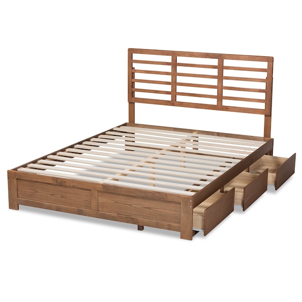 Baxton Studio Piera Modern Ash Walnut Brown Finished Wood King Size 3-Drawer Storage Bed - 175-9424-9622-ZORO