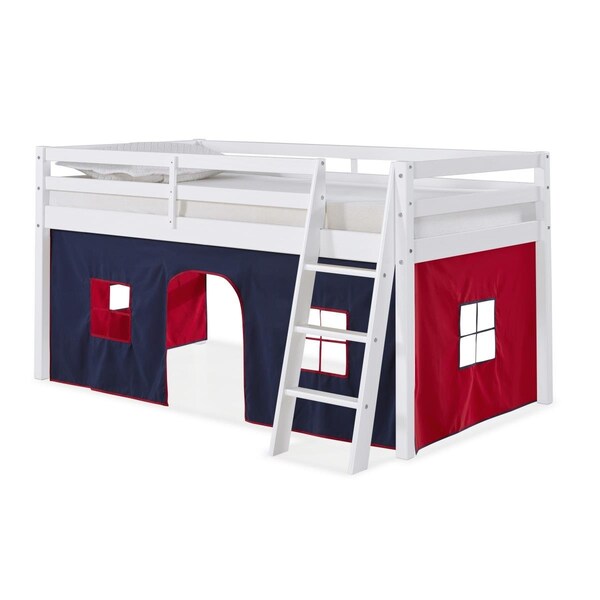 Kd Cama De Bebe Roxy Twin Wood Junior Loft Bed with White with Blue & Red Tent - KD3242126
