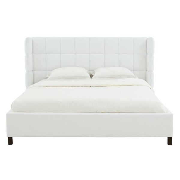 Safavieh SFV4753B-Q-2-3 White Emerson Grid Tufted Bed, Queen Size - SFV4753B-Q-2/3