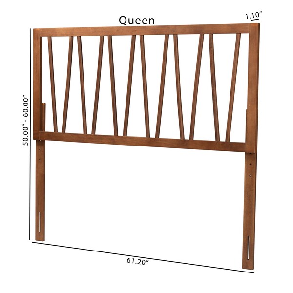 Baxton Studio Rahela Mid-Century Modern Ash Walnut Finished Wood Queen Size Headboard - 238-12882-ZORO